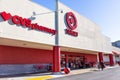 Feb 3, 2020 Mountain View / CA / USA - Entrance to one of the Target stores located in south San Francisco bay area; CVS Pharmacy Royalty Free Stock Photo