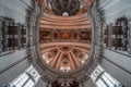 Feb 4, 2020 - Salzburg, Austria: Ultrawide upward view of central dome altar ceiling inside Salzburg Cathedral Royalty Free Stock Photo