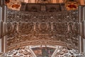 Feb 4, 2020 - Salzburg, Austria: Upward view of marble arch nave with exquisite ornamentation in Salzburg Cathedral Royalty Free Stock Photo