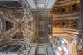Feb 4, 2020 - Salzburg, Austria: Upward view of marble arch nave with exquisite ornamentation in Salzburg Cathedral
