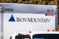 Feb 7, 2020 San Jose / CA / USA - Iron Mountain logo on one of their vehicle; Iron Mountain Inc. is an American company that