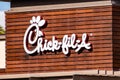 Feb 27, 2020 Santa Clara / CA / USA - Close up of Chick-fil-A logo at one of their locations; Chick-fil-A is the largest American