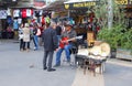 February 2019, Street musician playing guitar music, Carmel market, Tel Aviv, Israel Royalty Free Stock Photo