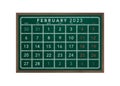 2023 February Green Chalkboard Calendar