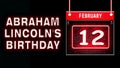 12 February, Abraham Lincoln's Birthday, Neon Text Effect on black Background