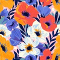 February Birth flower patterns. Seamless pattern of Violet and Primrose flowers. Floral pattern.