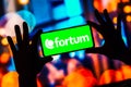 February 13, 2023, Brazil. In this photo illustration, the Fortum logo is seen displayed on a smartphone Royalty Free Stock Photo
