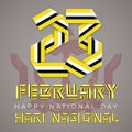 February 23, Brunei National Day congratulatory design with Brunei flag colors. Vector illustration