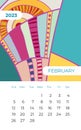 2023 february calendar abstract contemporary art vector. Desk, screen, desktop month 02, 2023, colorful 2023 calendar