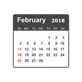 February 2018 calendar. Calendar planner design template. Week s