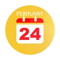 February 24 calendar flat icon Royalty Free Stock Photo