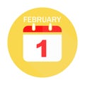 February 1 calendar flat icon Royalty Free Stock Photo