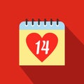 14 February calendar flat icon Royalty Free Stock Photo