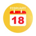 February 18 calendar flat icon Royalty Free Stock Photo