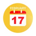 February 17 calendar flat icon Royalty Free Stock Photo