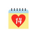 14 February calendar flat icon Royalty Free Stock Photo