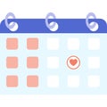 February calendar with heart icon vector app Royalty Free Stock Photo