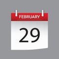 February 29 calendar icon, also known as leap year day, is a date added to most years that are divisible by 4. Royalty Free Stock Photo