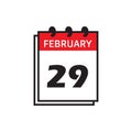 February 29 calendar icon, also known as leap year day, is a date added to most years that are divisible by 4. Royalty Free Stock Photo