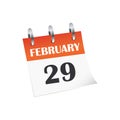 February 29 calendar icon, also known as leap year day, is a date added to most years that are divisible by 4. Royalty Free Stock Photo