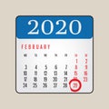 February 29 2020 calendar icon, also known as leap year day, is a date added to most years that are divisible by 4. Royalty Free Stock Photo