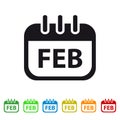 February Calendar Icon - Colorful Vector symbol Royalty Free Stock Photo