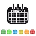 February Calendar Icon - Colorful Vector symbol Royalty Free Stock Photo