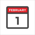 February 1 calendar icon with day of month Royalty Free Stock Photo