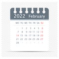 February 2022 - Calendar Icon - Extra days - Week Starts On Monday Royalty Free Stock Photo