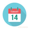 14 february calendar icon flat design Royalty Free Stock Photo