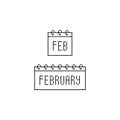 February Calendar Icon Logo in Pixel Art Royalty Free Stock Photo