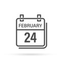 February 24, Calendar icon with shadow. Day, month. Flat vector illustration. Royalty Free Stock Photo