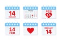 February 14 calendar icon. Valentine day. Vector illustration Royalty Free Stock Photo