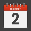 February 2 Calendar Daily Icon. Vector Illustration Emblem.
