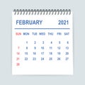 February 2021 Calendar Leaf. Calendar 2021 in flat style. Vector illustration. Royalty Free Stock Photo