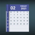 February 2021 Calendar Leaf. Flat design