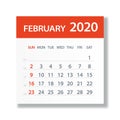 February 2020 Calendar Leaf - Vector Illustration