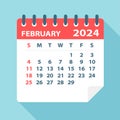 February 2024 Calendar Leaf - Vector Illustration