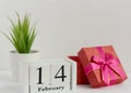 February 14 on the calendar on a light background.Valentine day Royalty Free Stock Photo