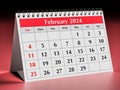February 2024 calendar. One page of the annual business monthly calendar