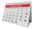 February 2024 calendar. Page of the business desk month calendar isolated on transparent png background