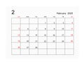 A February 2023 Calendar page isolated on white background, Saved clipping path