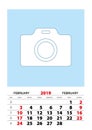 February 2019 calendar planner A3 size with place for your photo