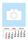 February 2023 calendar planner A3 size with place for your photo