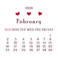 February 2020 Calendar. Winter month illustration