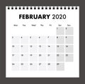 February 2020 calendar with wire band