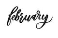 February Calligraphy Lettering Day Month Vector Brush