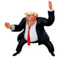 February 28, 2018: Character portrait of Donald Trump ready to fight with no weapon. 3D illustration Royalty Free Stock Photo