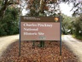 Visitors welcome sign for the Charles Pinckney National Historic Site Royalty Free Stock Photo