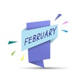 FEBRUARY. Colored banner with the name of the month of the year